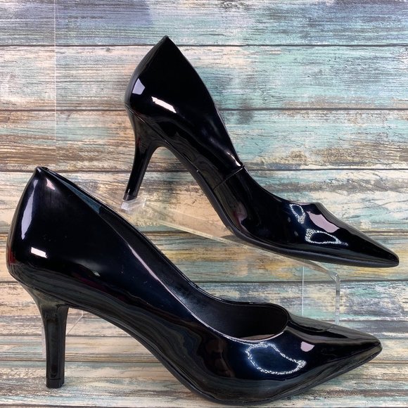 Alfani Jeules Womens Pumps Size 8.5M Black Faux Leather Pointed Toe Career Work - Picture 1 of 11